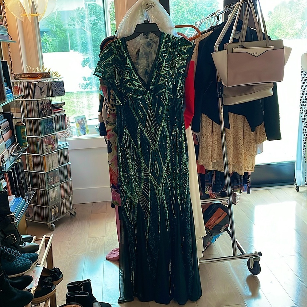 R&M Richards Art Deco Sequin Evening Gown​​​